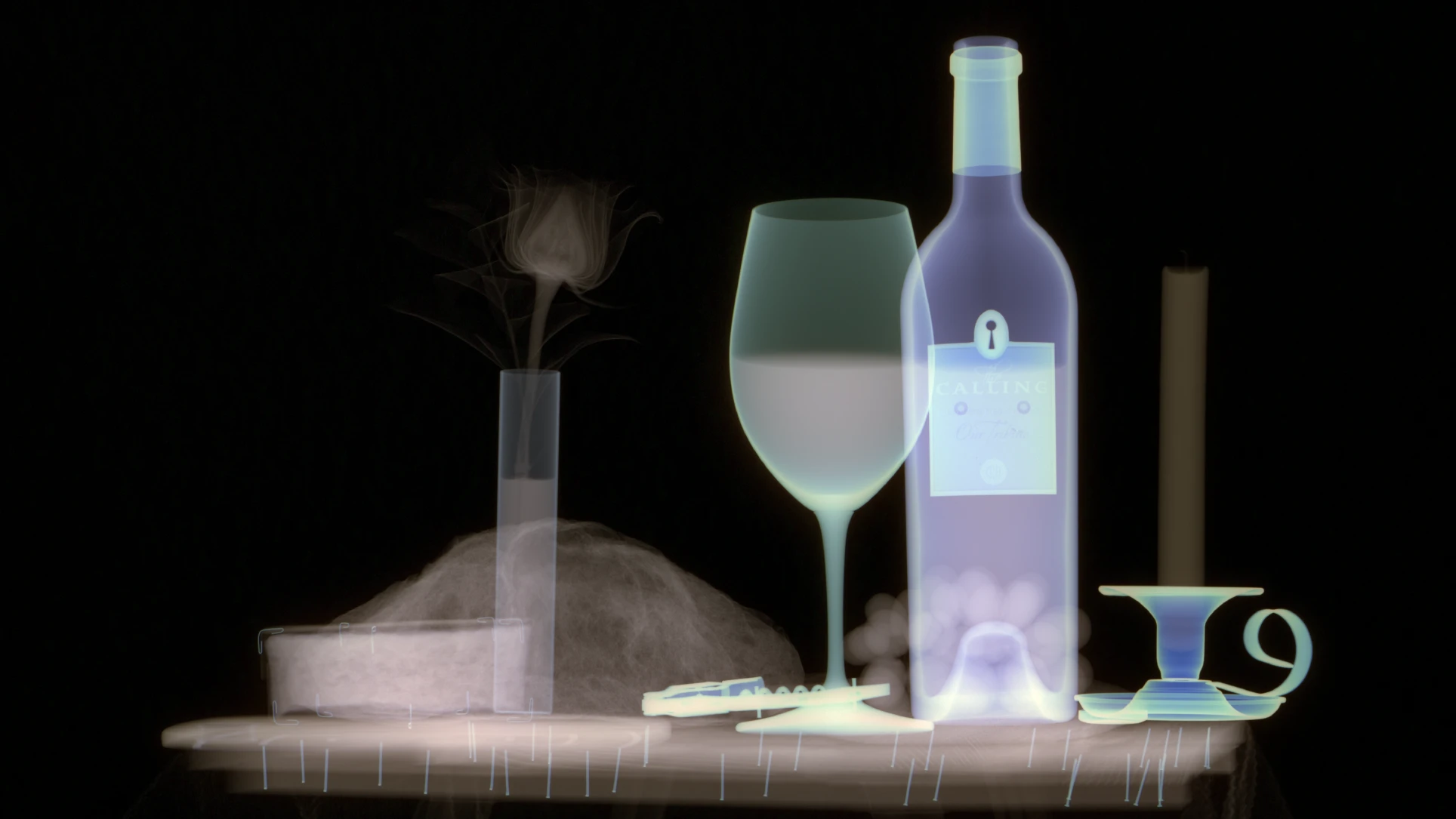 X-ray image of random foodstuffs