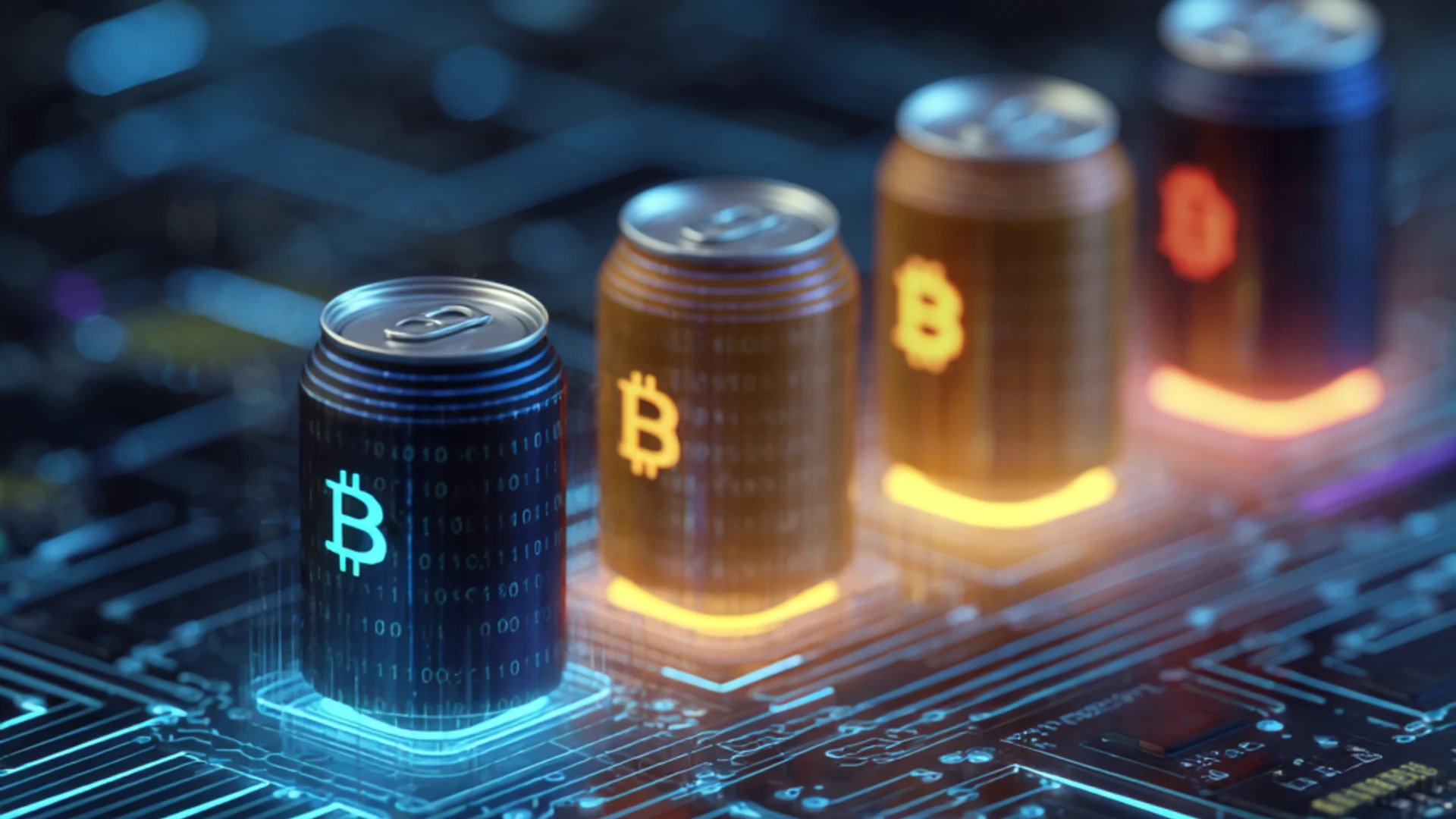 Cryptocurrency flowing into beer, digital to physical transaction visualization