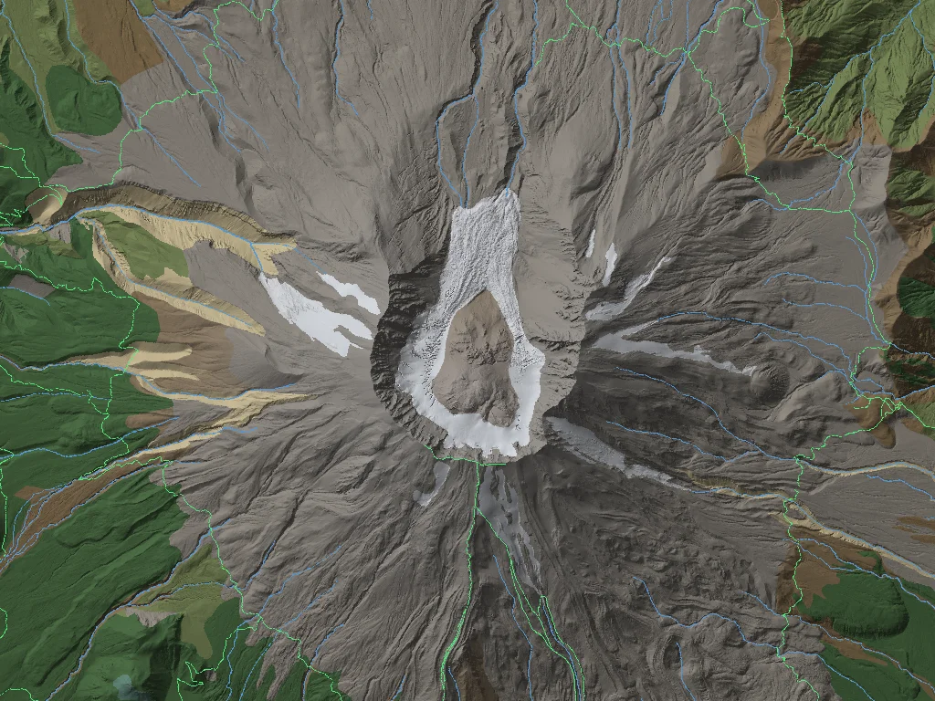 Mount St Helens in Mahere: the crater, the lava dome, the glacier and the trails