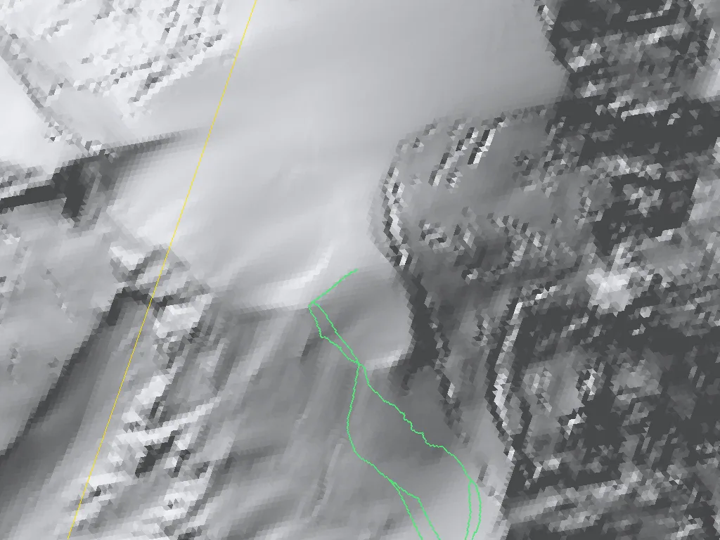 Zoomed far past the data: the map is made of small equal triangles