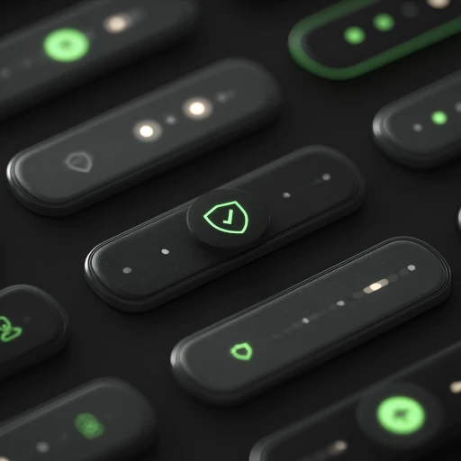Abstract representation of privacy controls with toggle switches, shield icon glowing softly, minimalist UI elements, dark interface with subtle green 'protected' indicators, clean modern design, security-first aesthetic operating system